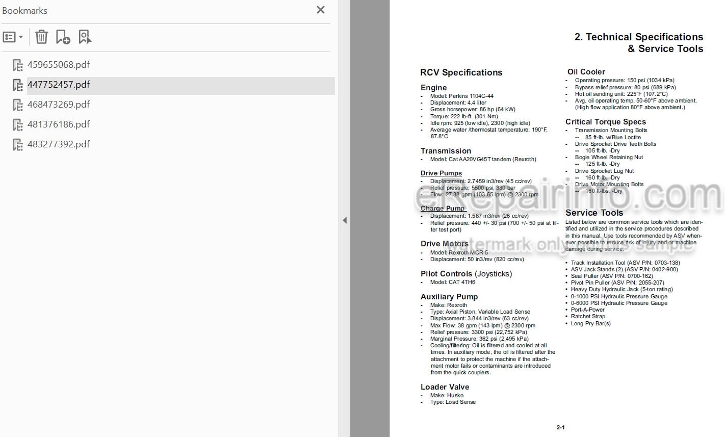 Photo 4 - ASV RCV Posi Track Operation Maintenance Service Parts Manual Compact Track Loader 2055-172