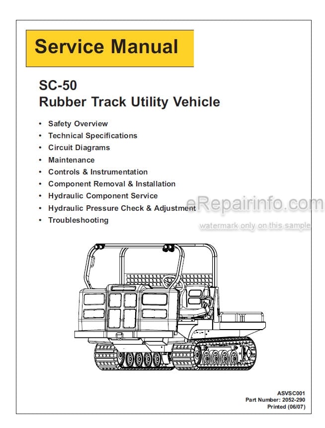 Photo 6 - ASV SC50 Scout Operation Maintenance Service Parts Manual Rubber Track Utility Vehicle 2052-290