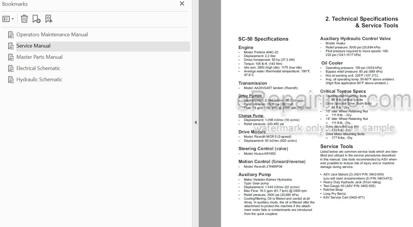Photo 5 - ASV SC50 Scout Operation Maintenance Service Parts Manual Rubber Track Utility Vehicle 2052-290
