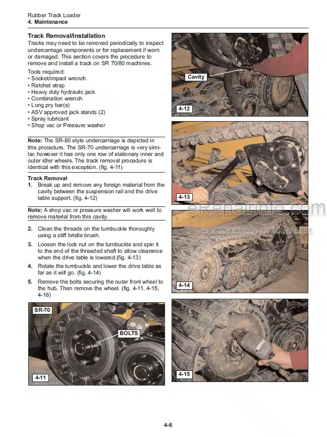 Photo 13 - ASV SR70 SR80 Posi Track Service Operation Maintenance Parts Manual Compact Track Loader 2045-830