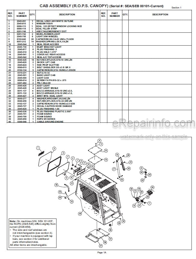 Photo 6 - ASV SR70 SR80 Posi Track Service Operation Maintenance Parts Manual Compact Track Loader 2045-830