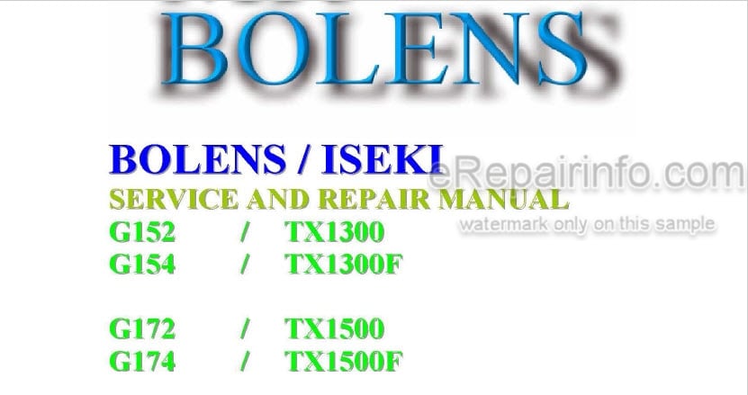 Photo 5 - Bolens Iseki TX100 TX1000F TX1300F TX1500 TX1500F G152 G154 G172 G174 Service Manual Tractor