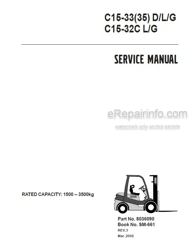 Photo 5 - Clark C15-33 C15-35 D L G C15-32C L G Service Manual Forklift SM661