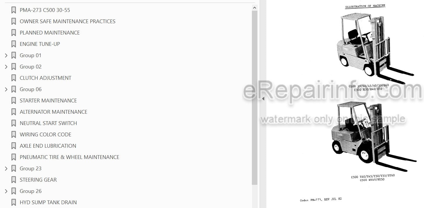 Photo 4 - Clark C500 355 Maintenance And Adjustment Manual Forklift 1023-Z