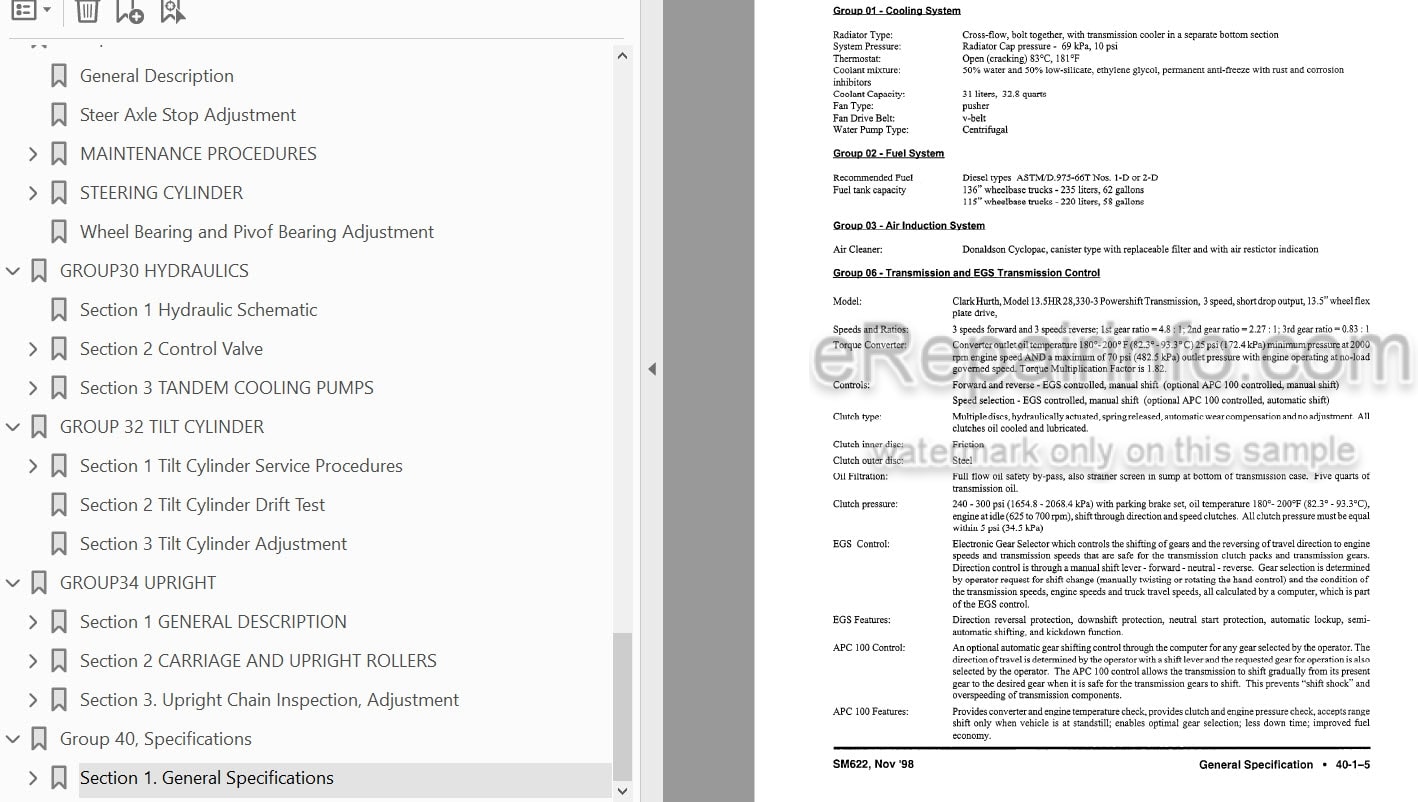 Photo 3 - Clark CDP100 CDP164 Service Manual Forklift SM622