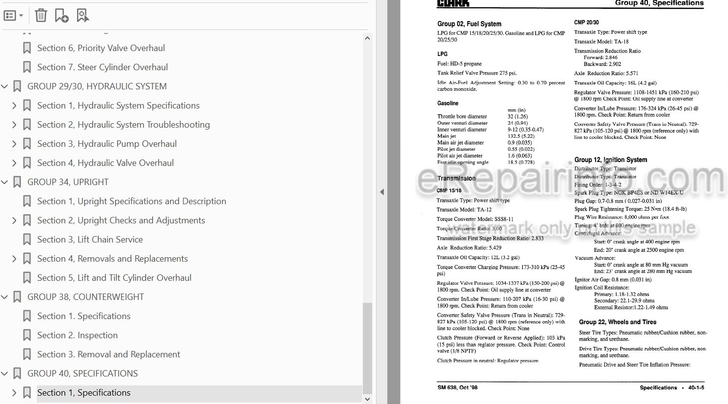 Photo 3 - Clark CMP15 CMP18 CMP20 CMP25 CMP30 Service Manual Forklift SM638
