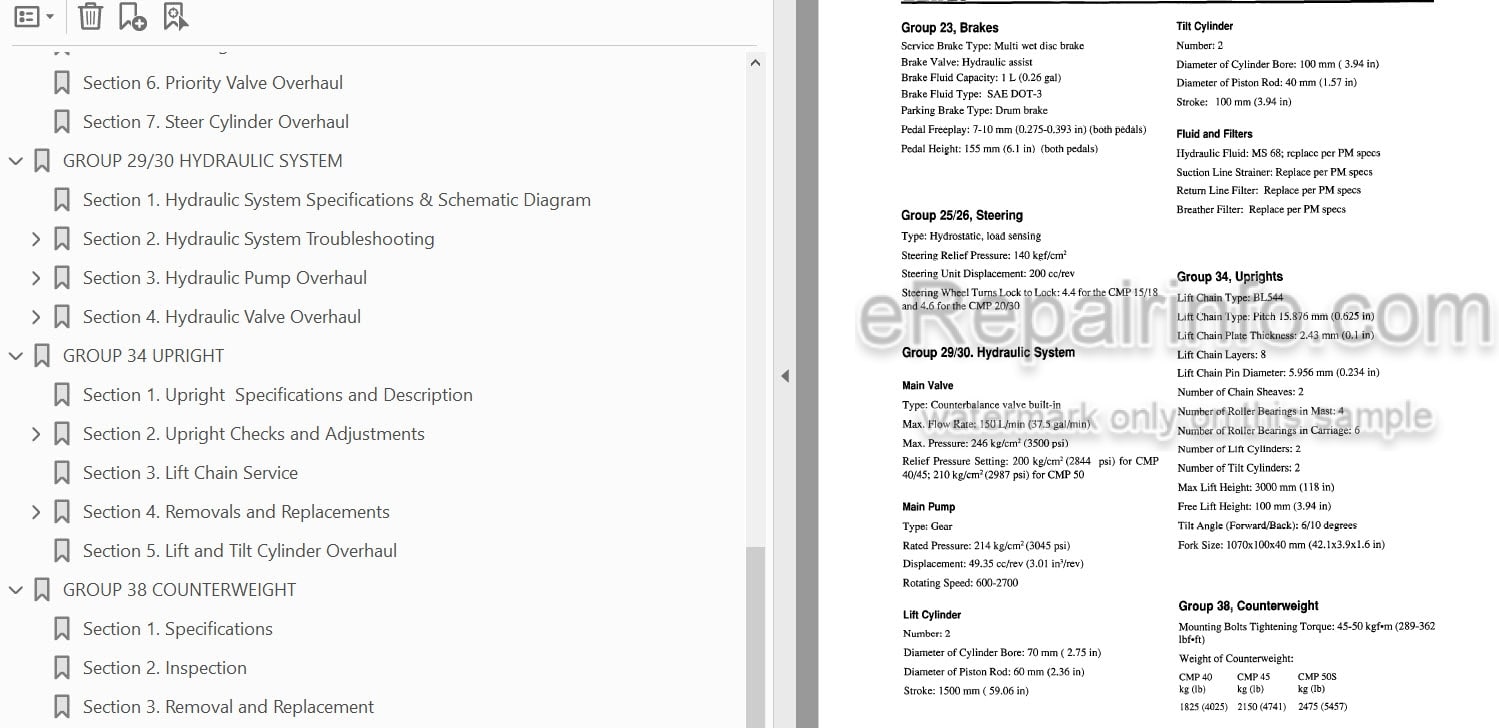 Photo 3 - Clark CMP40 CMP45 CMP50S Service Manual Forklift SM648