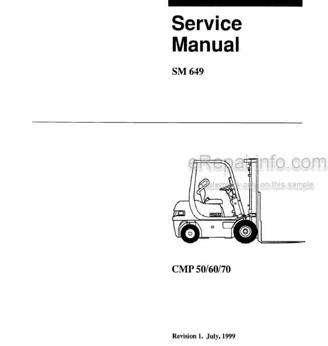 Photo 4 - Clark CMP50 CMP60 CMP70 Service Manual Forklift SM649