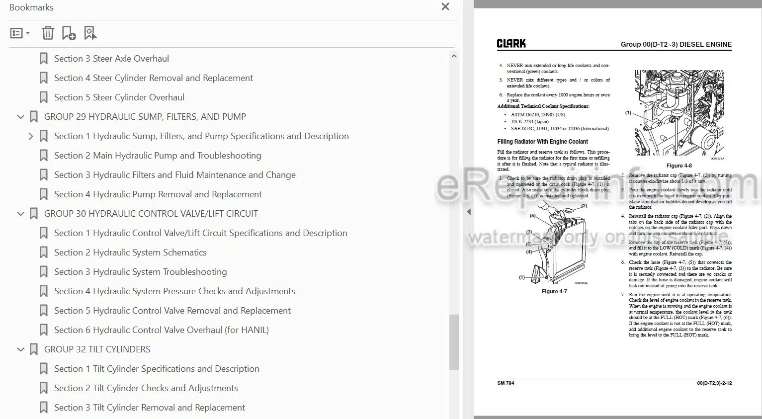 Photo 5 - Clark CQ20 CQ25 CQ30 CQ20D CQ25D CQ30D CQ20L CQ25L CQ30L Service Manual Forklift SM794