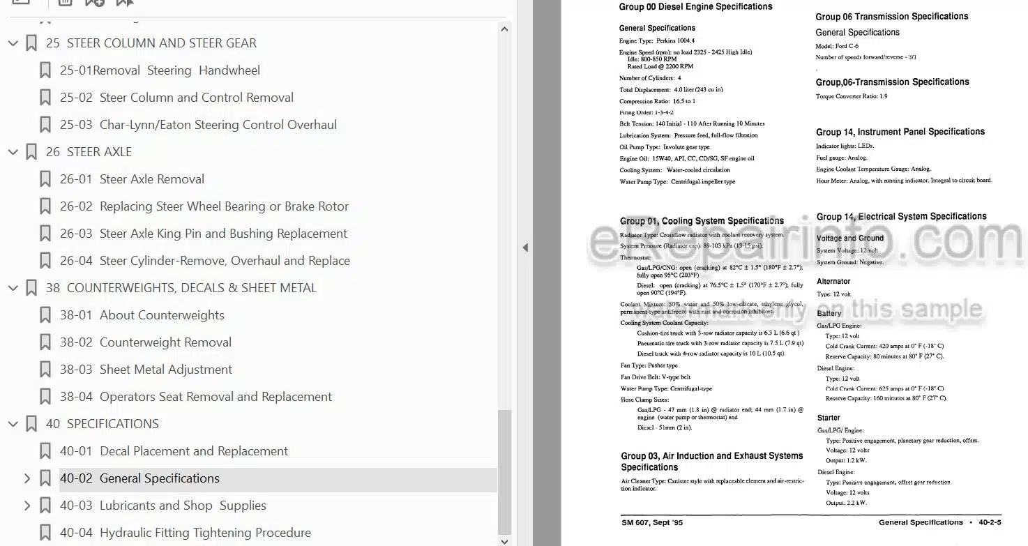Photo 4 - Clark DT30E DT50E DT60E Service Manual Diesel Towing Tractor SM607D