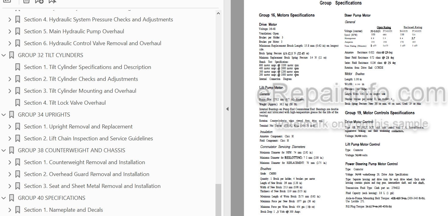 Photo 3 - Clark EC90 EC120 Service Manual Forklift SM646