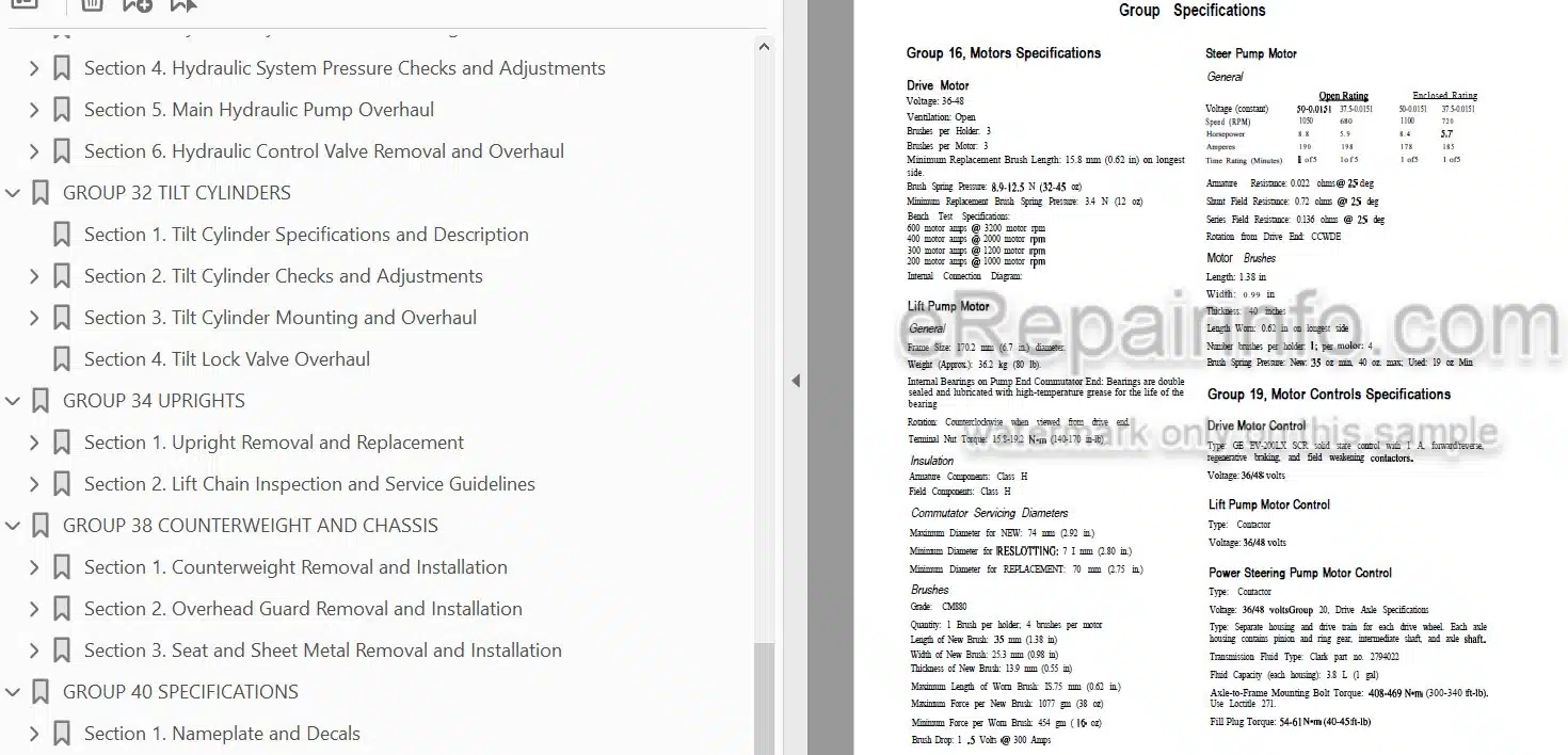 Photo 3 - Clark EC90 EC120 Service Manual Forklift SM646