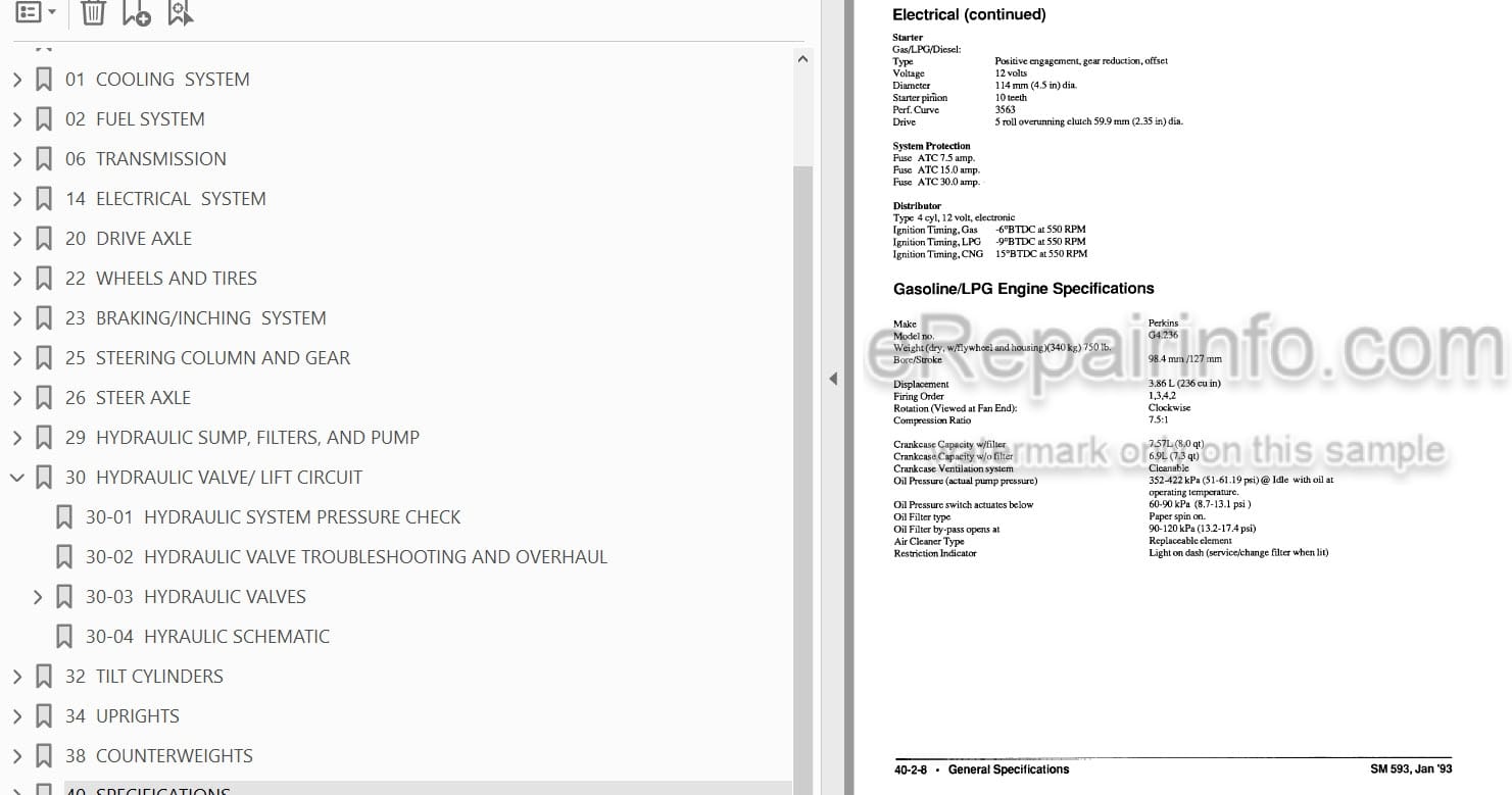 Photo 4 - Clark GPX30 GPX55 DPX30 DPX55 Service Manual Forklift SM593