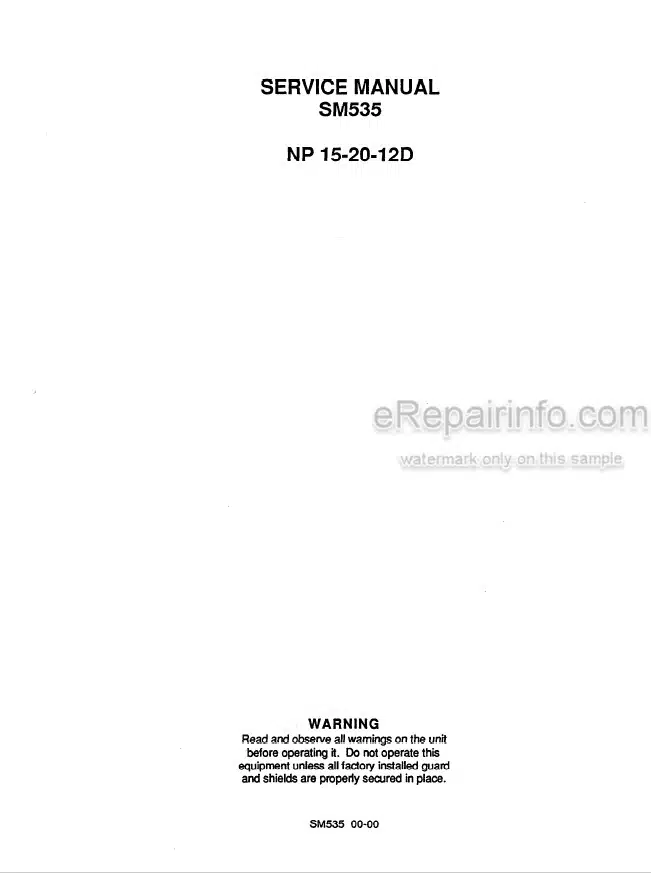 Photo 5 - Clark NP15 NP20 NP12D Service Manual Forklift SM535