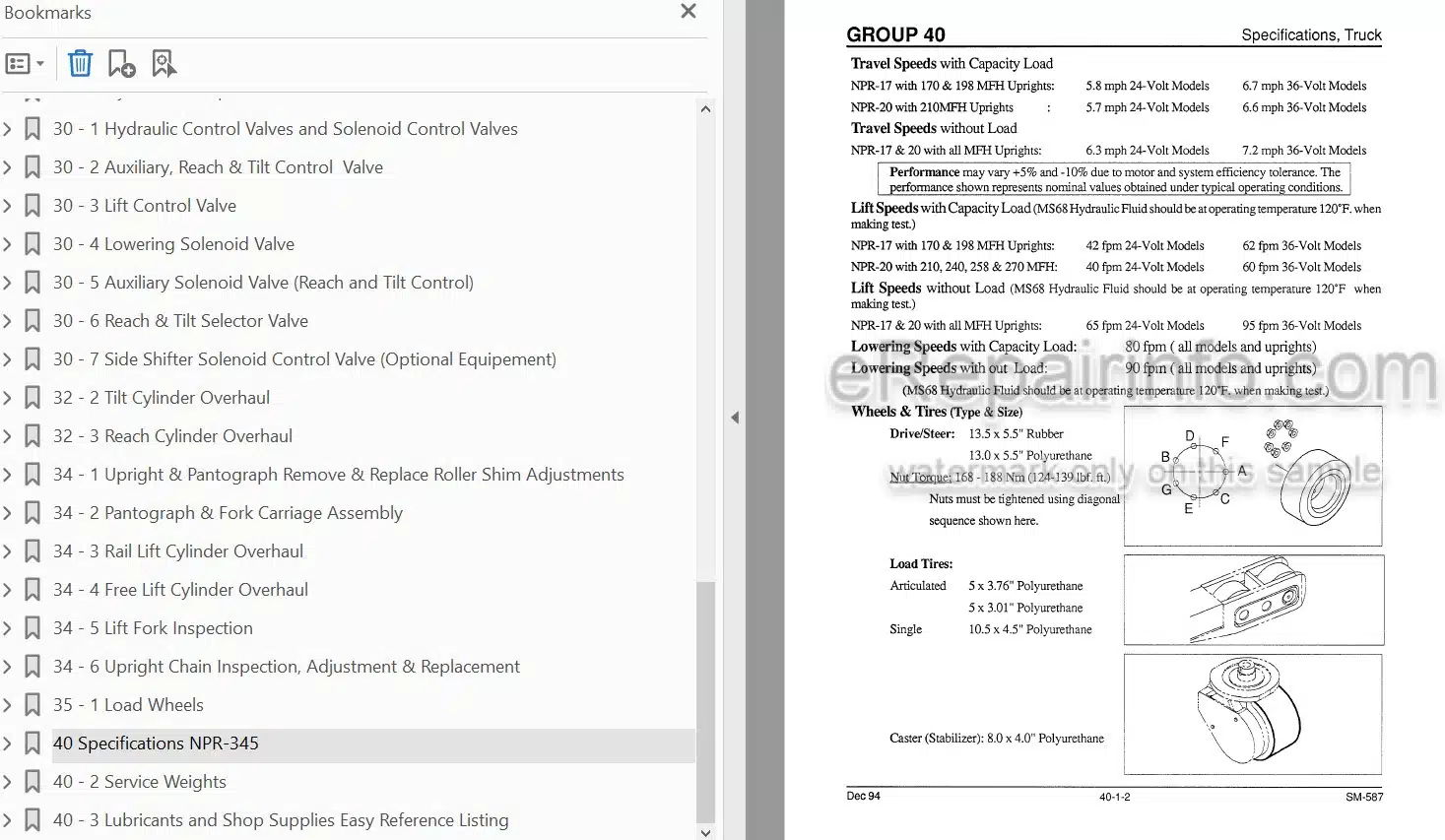 Photo 3 - Clark NPR17 NPR20 NPR345 Service Manual Forklift SM587