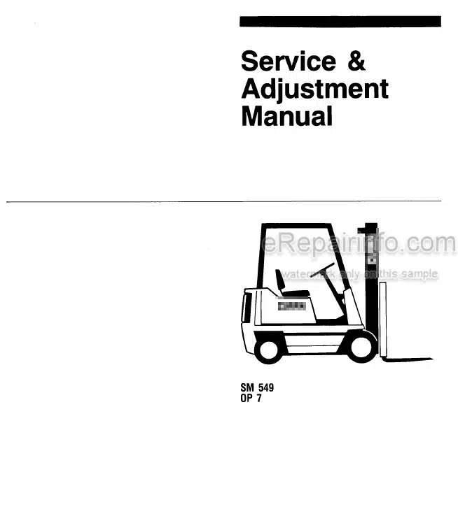 Photo 4 - Clark OP7 Service And Adjustment Manual Forklift SM549