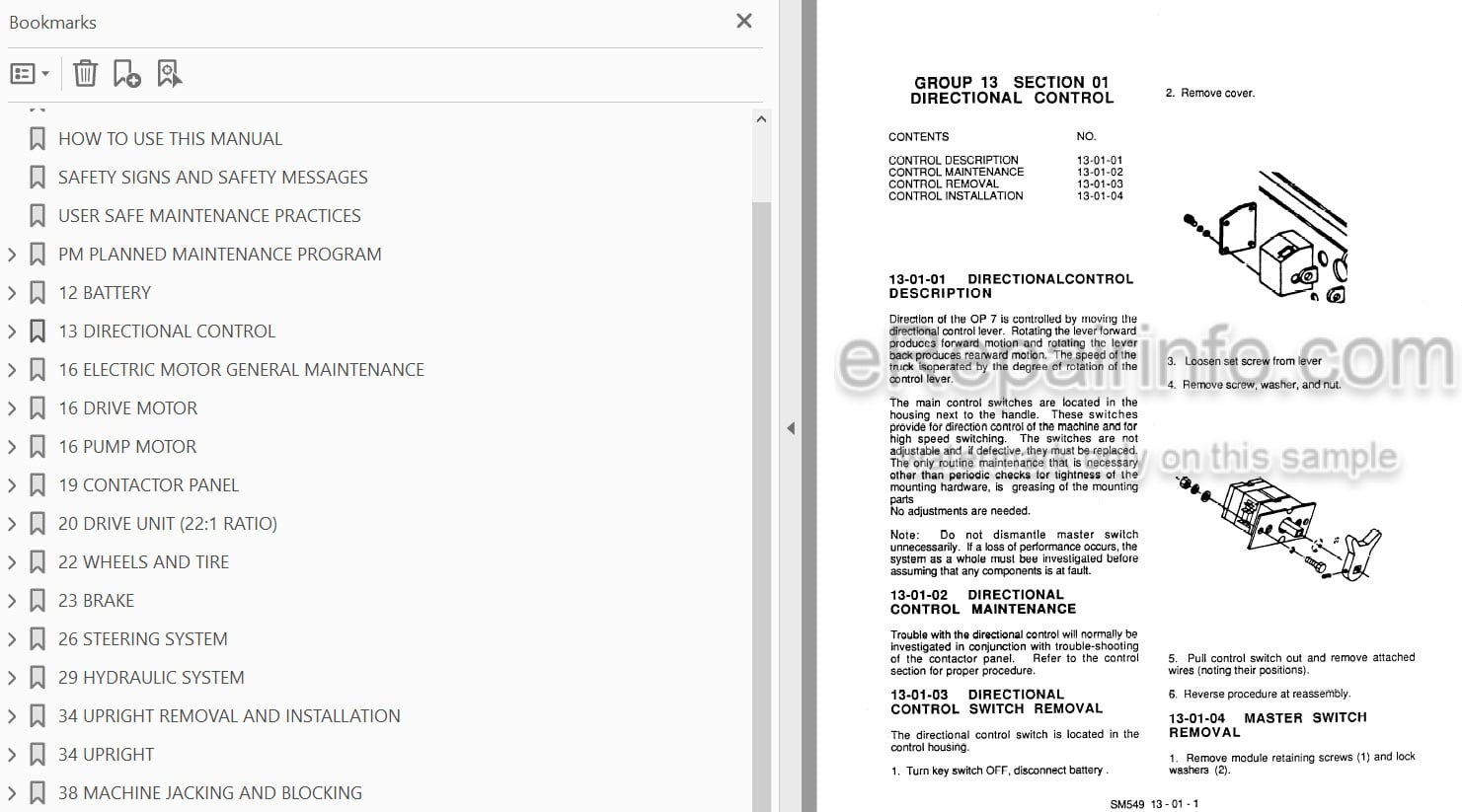 Photo 3 - Clark OP7 Service And Adjustment Manual Forklift SM549