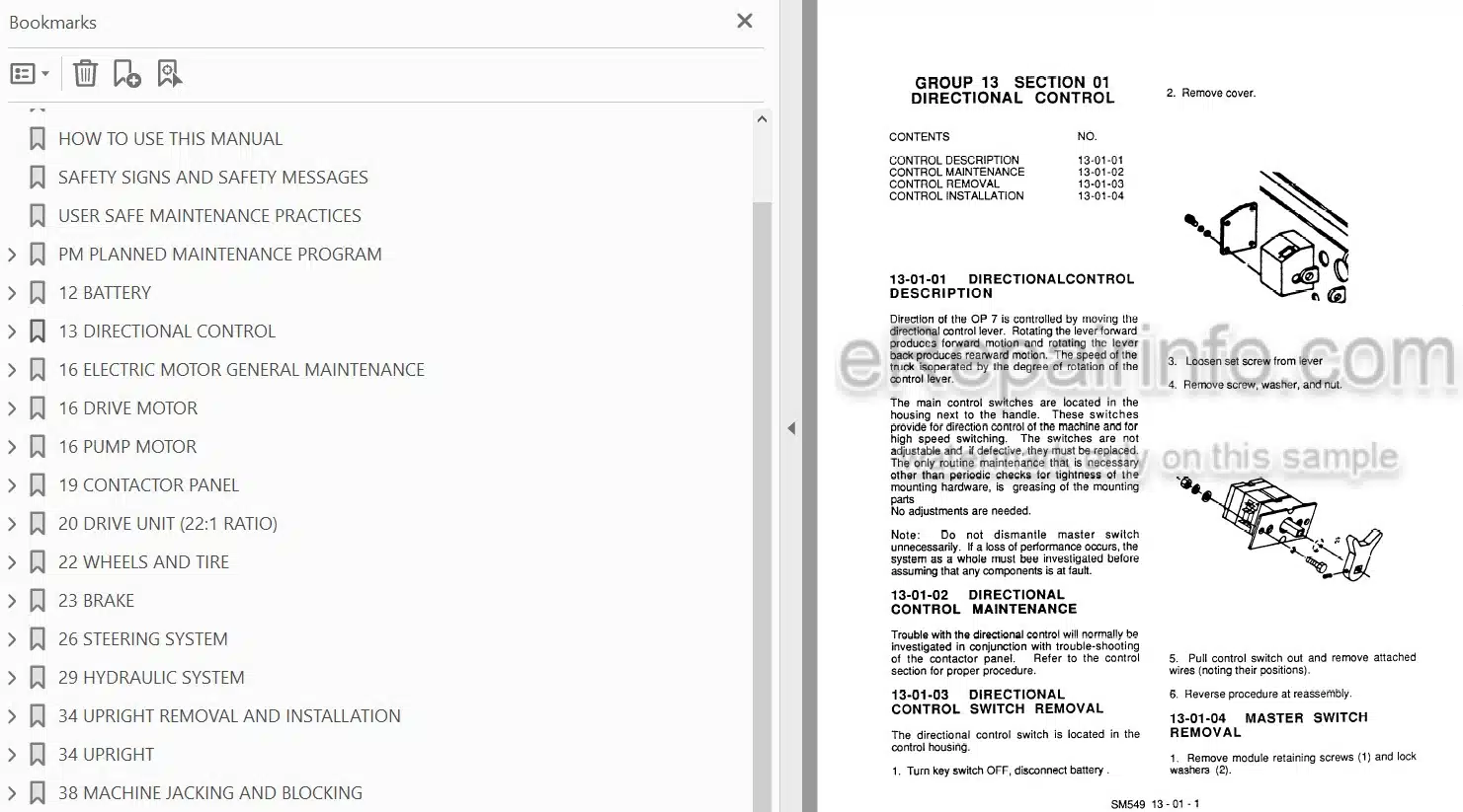 Photo 3 - Clark OP7 Service And Adjustment Manual Forklift SM549