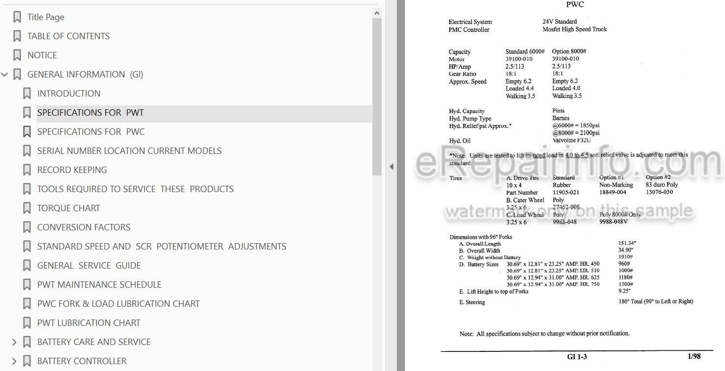 Photo 4 - Clark PWC30 PWT7 Service Manual Forklift SM614