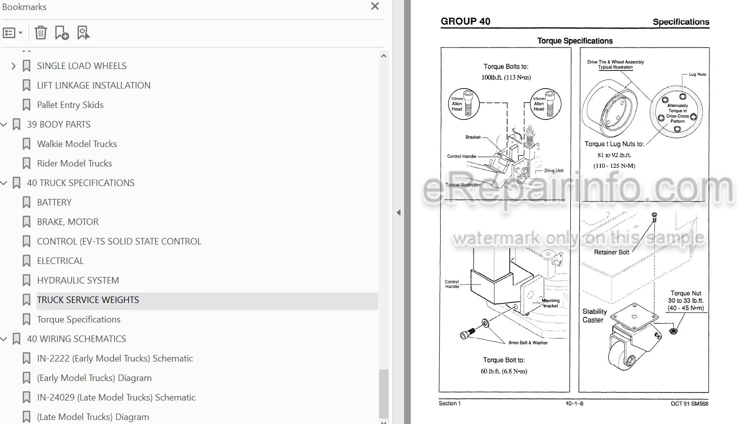 Photo 3 - Clark PWD25 PWD30 PWD36 HWD25 HWD30 HWD36 Service Manual Forklift SM568