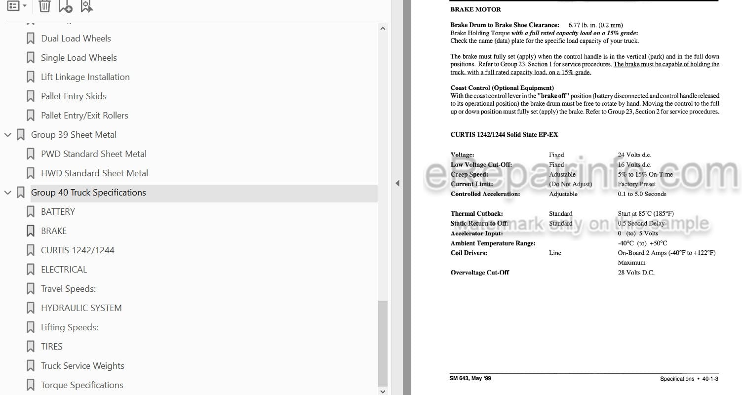 Photo 3 - Clark PWD30-40SE HWD30-40SE Service Manual Forklift SM643