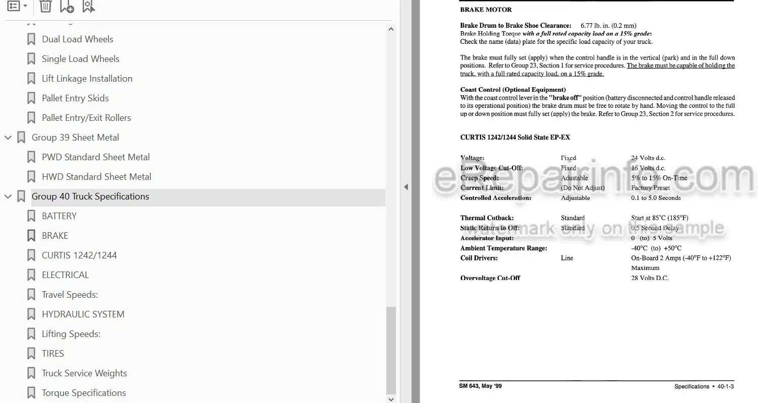 Photo 3 - Clark PWD30-40SE HWD30-40SE Service Manual Forklift SM643