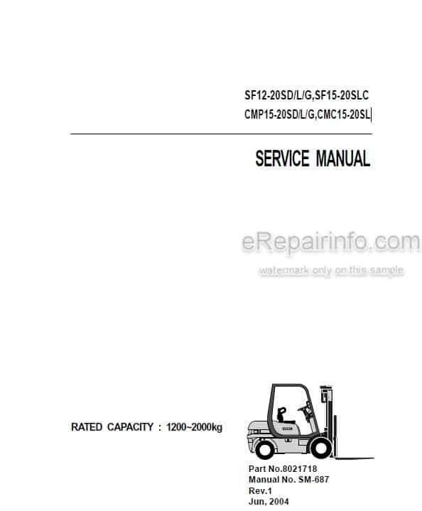 Photo 5 - Clark SF12-20SD L G SF15-20SLC CMP15-20SD L G CMC15-20SL Service Manual Forklift SM687