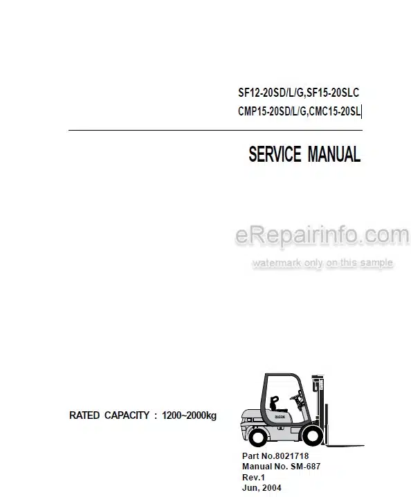 Photo 5 - Clark SF12-20SD L G SF15-20SLC CMP15-20SD L G CMC15-20SL Service Manual Forklift SM687