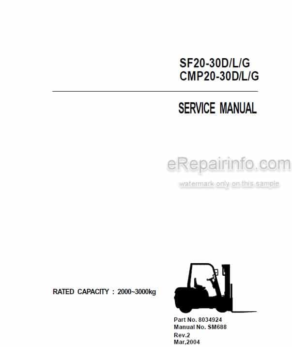 Photo 3 - Clark SF20-30D L G CMP20-30D L G Service Manual Forklift