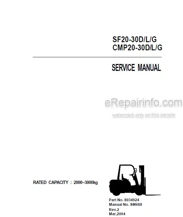 Photo 3 - Clark SF20-30D L G CMP20-30D L G Service Manual Forklift