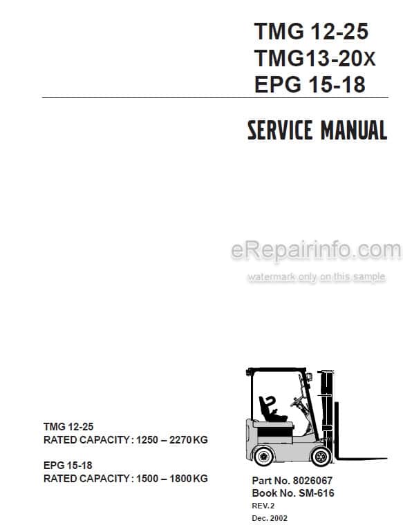 Photo 4 - Clark TMG12-25 TMG13-20X EPG15-18 Service Manual Forklift SM616