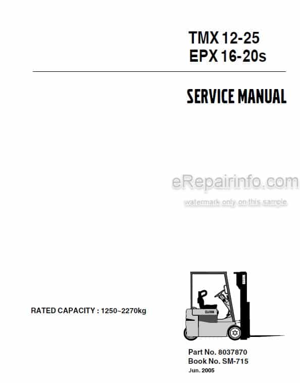 Photo 5 - Clark TMX12-25 EPX16-20S Service Manual Forklift SM715