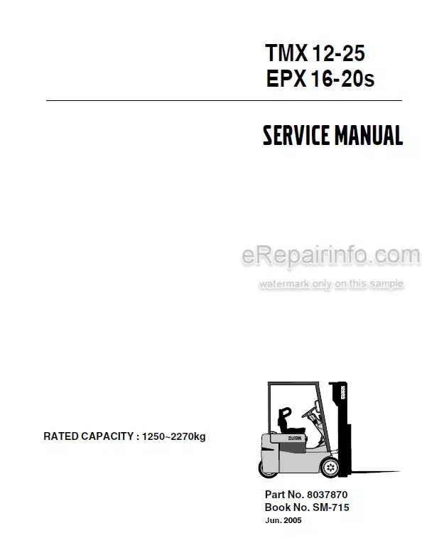 Photo 5 - Clark TMX12-25 EPX16-20S Service Manual Forklift SM715
