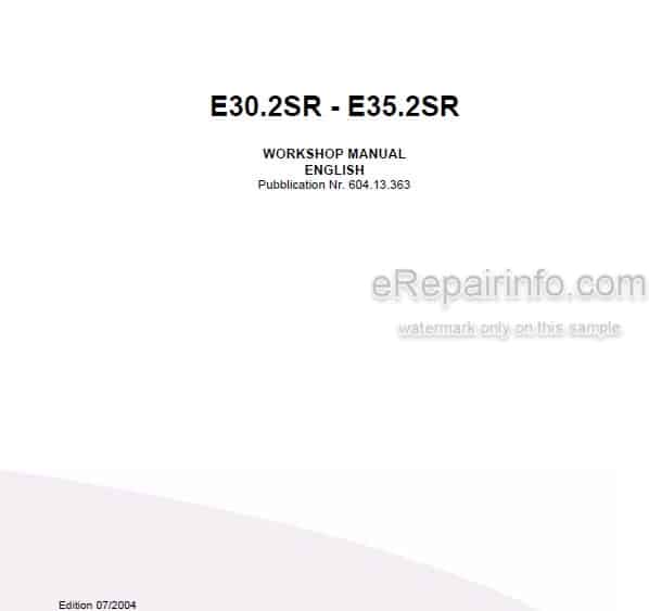 Photo 5 - Fiat Kobelco E30.2SR E35.2SR Workshop Manual Compact Excavator 604.13.363