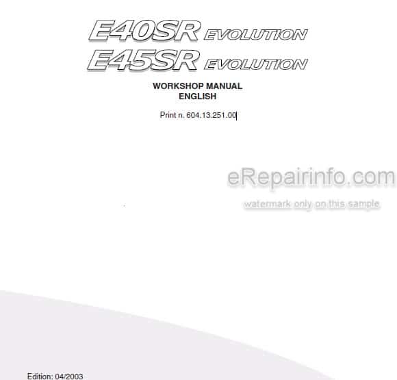 Photo 4 - Fiat Kobelco E40SR E45SR Evolution Workshop Manual Compact Excavator 604.13.251.00