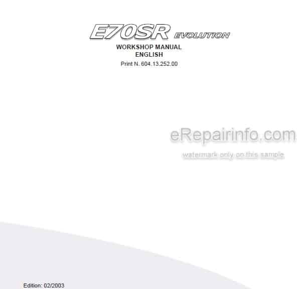 Photo 4 - Fiat Kobelco E70SR Evolution Workshop Manual Compact Excavator 604.13.252.00