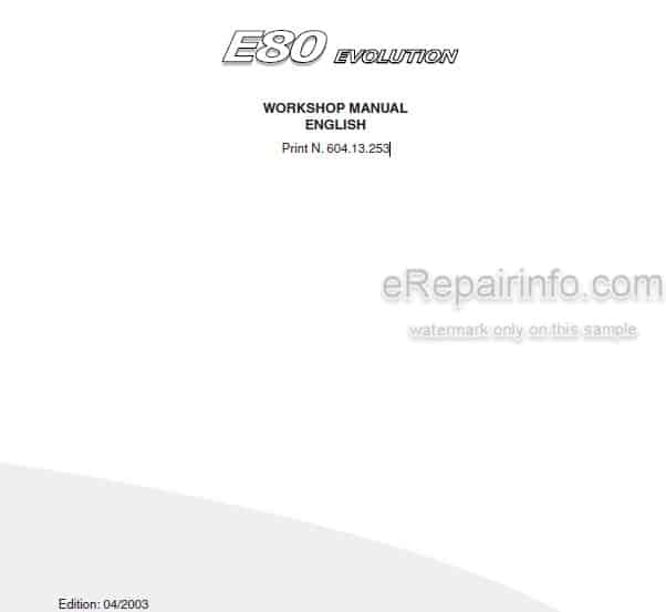 Photo 5 - Fiat Kobelco E80 Evolution Workshop Manual Compact Excavator 604.13.253