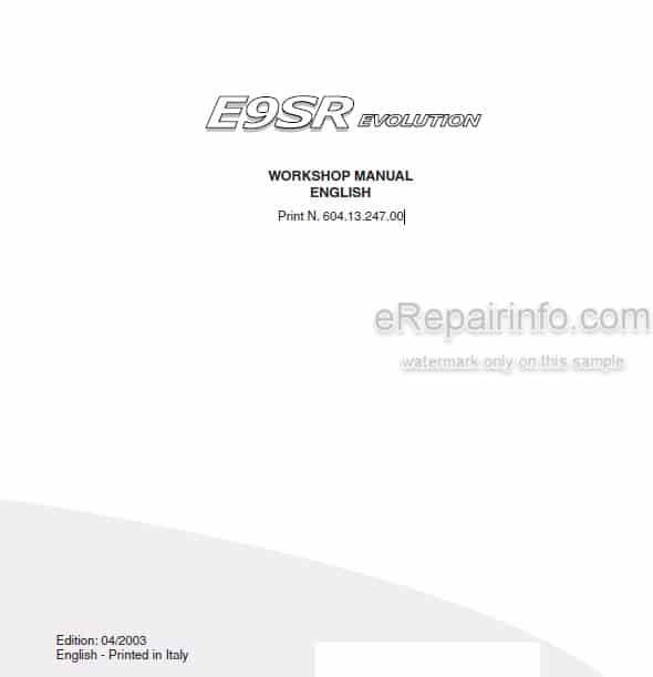 Photo 5 - Fiat Kobelco E9SR Evolution Workshop Manual Compact Excavator 604.13.247.00
