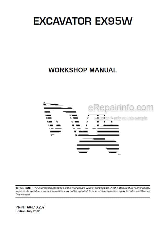Photo 3 - Fiat Kobelco EX95W Workshop Manual Excavator 604.13.237