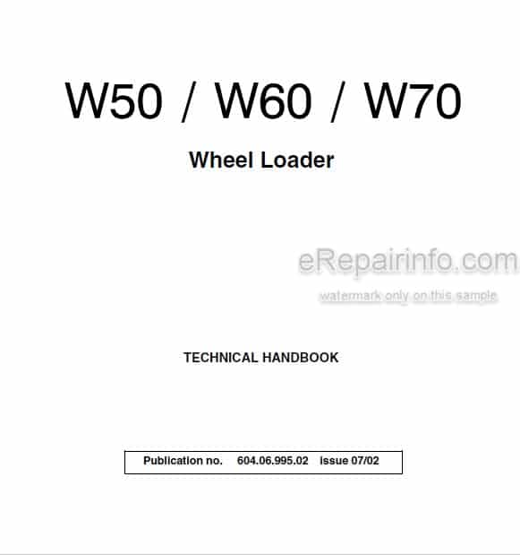 Photo 3 - Fiat Kobelco W50 W60 W70 Technical Handbook And Option Wheel Loader 604.06.995.02