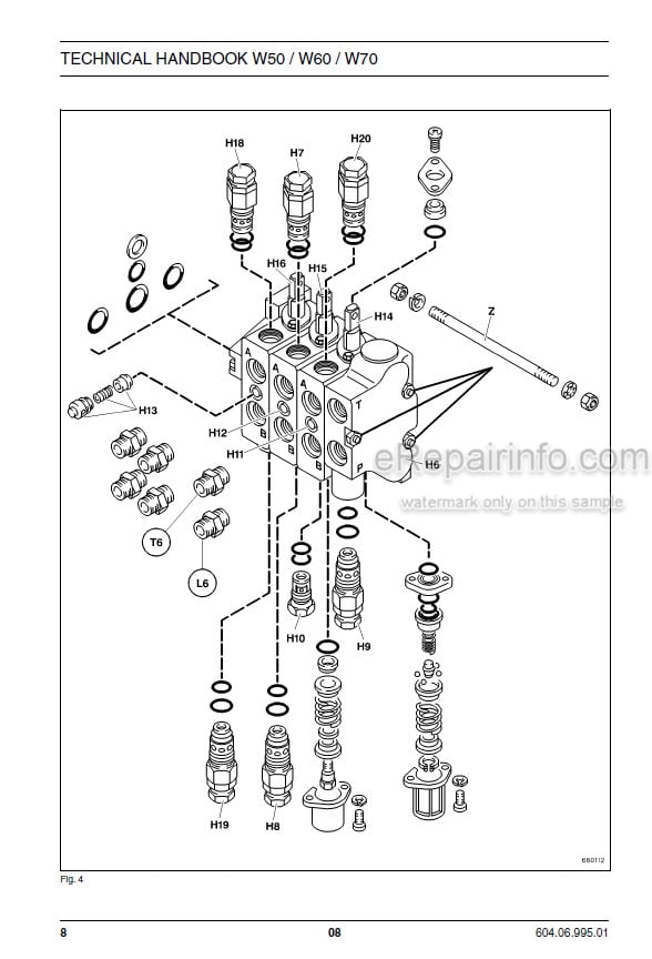 Photo 4 - Fiat Kobelco W50 W60 W70 Technical Handbook And Option Wheel Loader 604.06.995.02