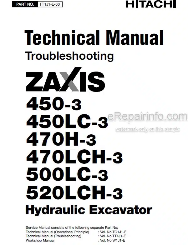 Photo 5 - Hitachi Zaxis 450-3 450LC-3 470H-3 470LCH-3 500LC-3 520LCH-3 Troubleshooting Manual Hydraulic Excavator TT1J1-E-00
