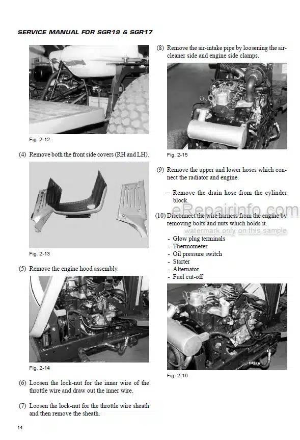 Photo 4 - Iseki SGR17 SGR19 Service Manual Lawn Mower