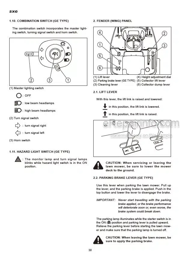 Photo 10 - Iseki SXG323 SXG326 Operation Manual Lawn Mower 1111-01-XXX