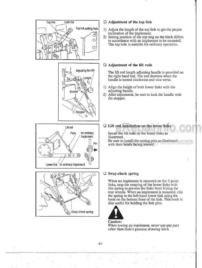 Photo 12 - Iseki TA525F TA530F Operators Manual Tractor
