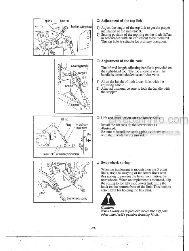 Photo 14 - Iseki TA525F TA530F Operators Manual Tractor