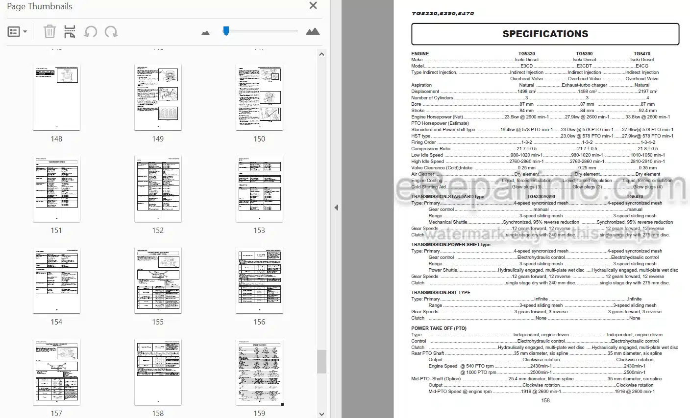 Photo 4 - Iseki TG5330 TG5390 TG5470 Operation Manual Tractor 0609-01-000