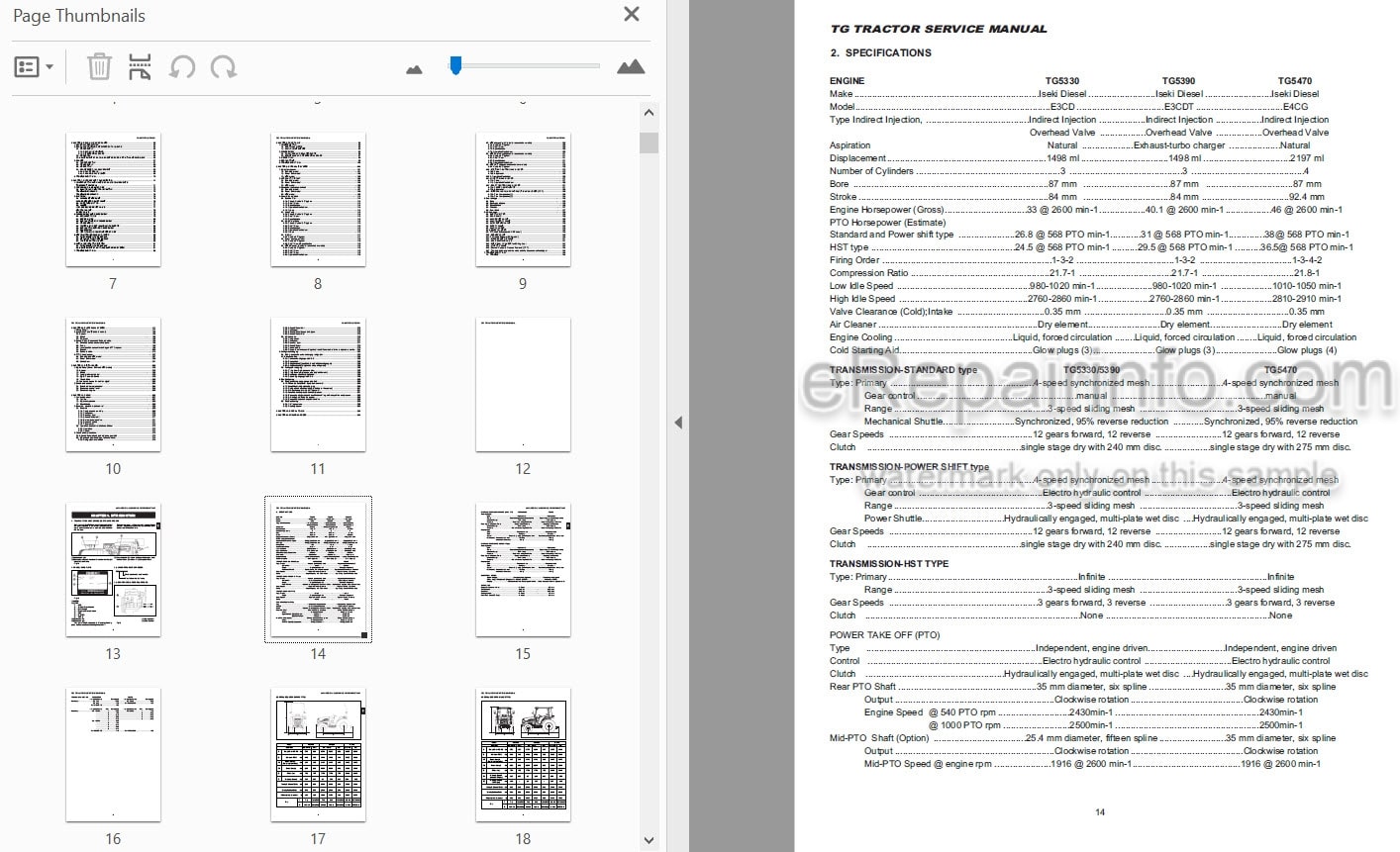 Photo 3 - Iseki TG5330 TG5390 TG5470 Service Manual Tractor 0602-01-400