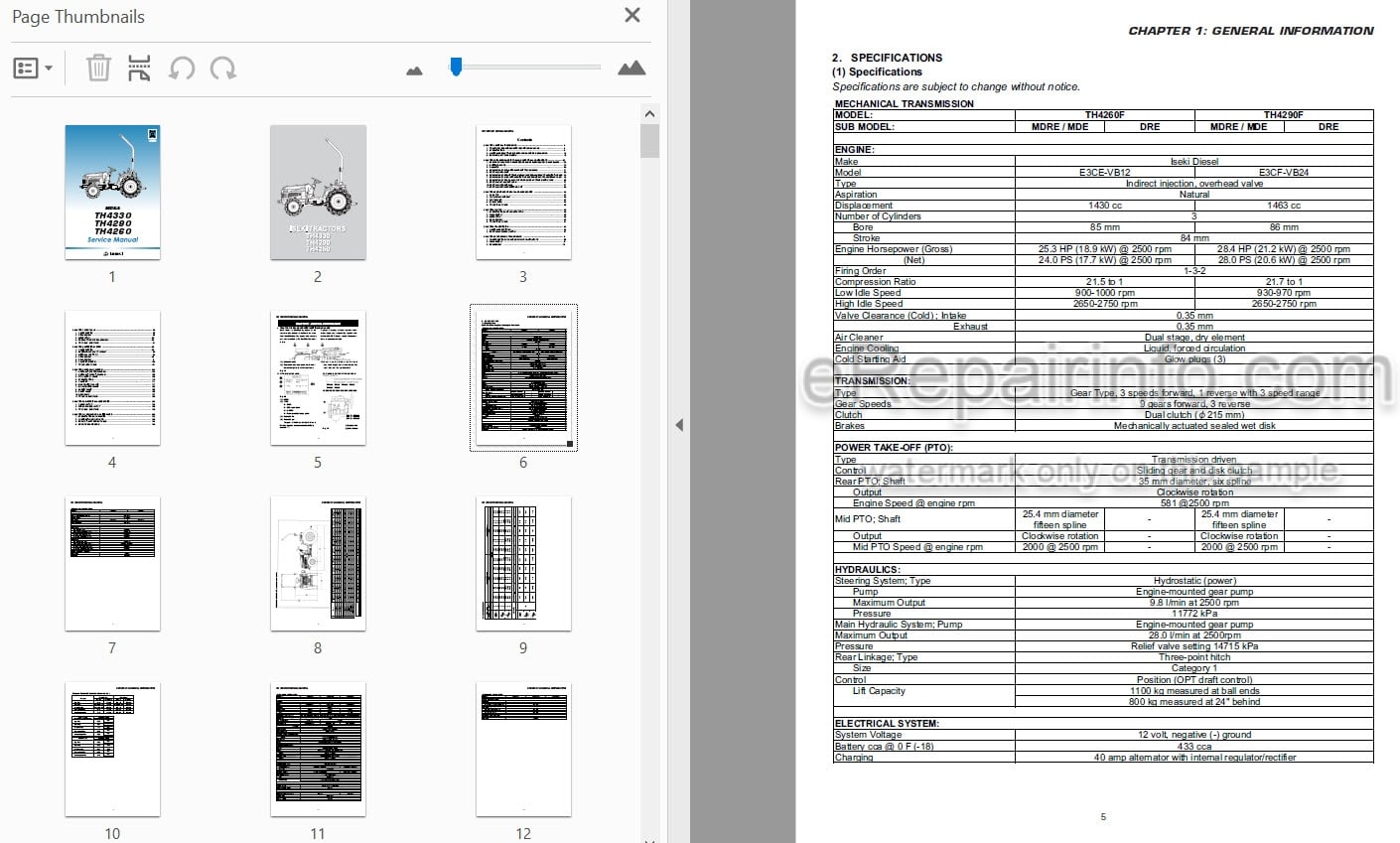 Photo 3 - Iseki TH4260 TH4290 TH4330 Service Manual Tractor 0402-01-10