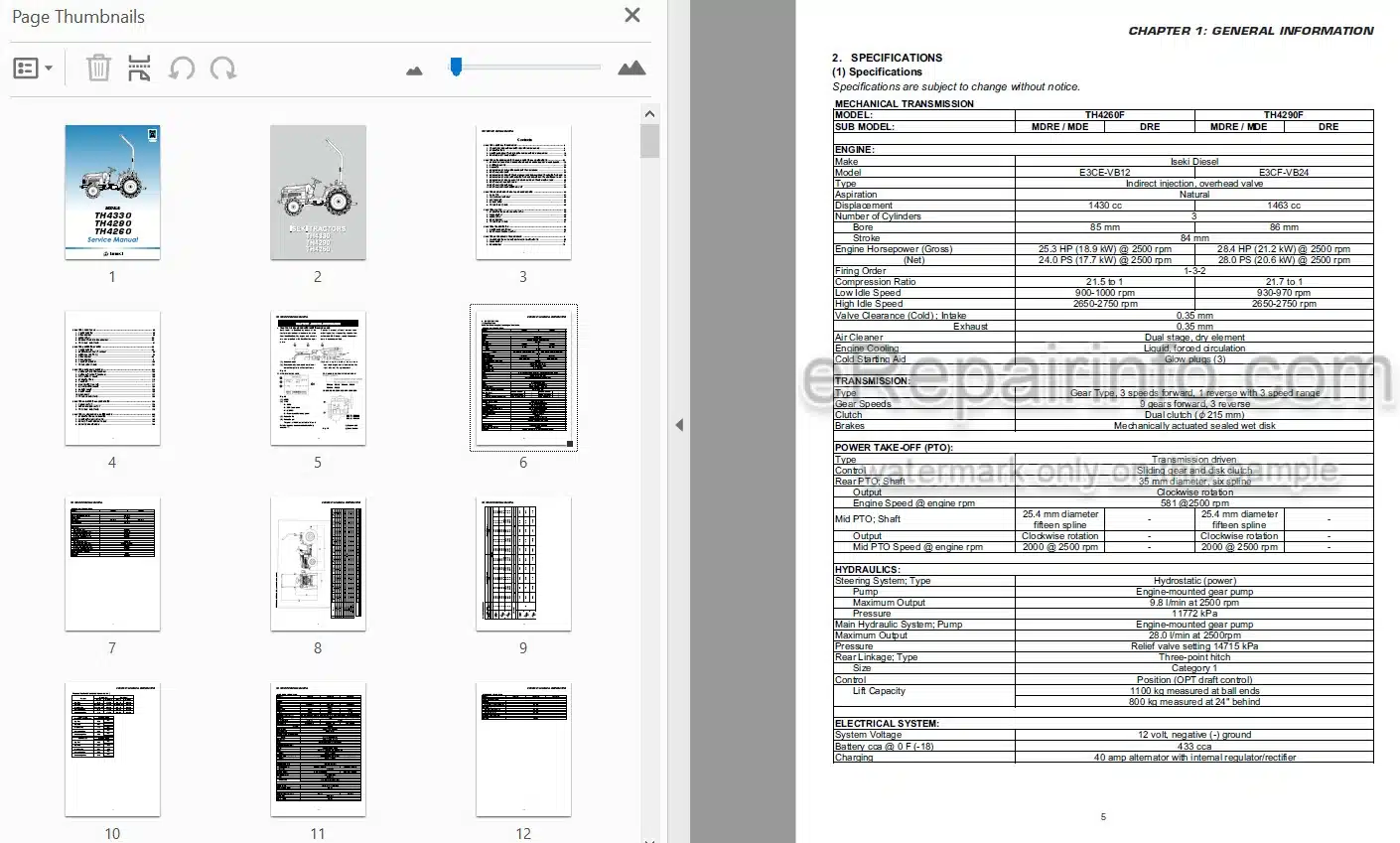 Photo 3 - Iseki TH4260 TH4290 TH4330 Service Manual Tractor 0402-01-10